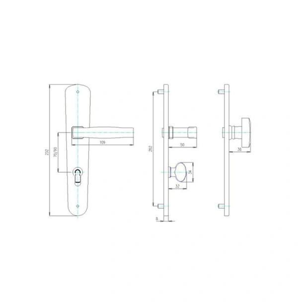 Черна дръжка за обикновена брава 70 мм Класико SONICO - Image 2