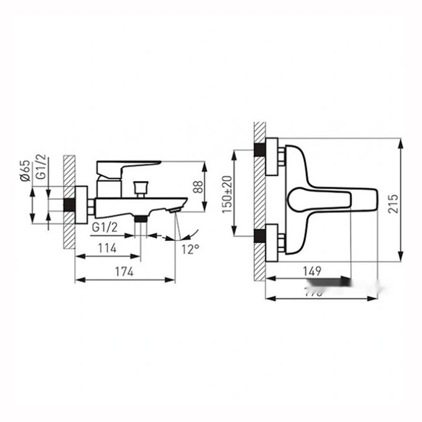 Стенен смесител за вана/душ Adore черен/хром FERRO - Image 2