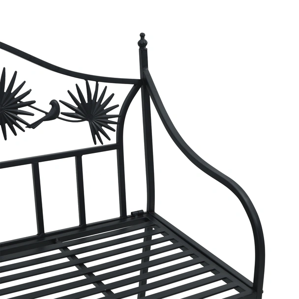 Винтидж метална пейка Черна Прахово боядисана стомана Стандартна - VL42008115 - Image 7