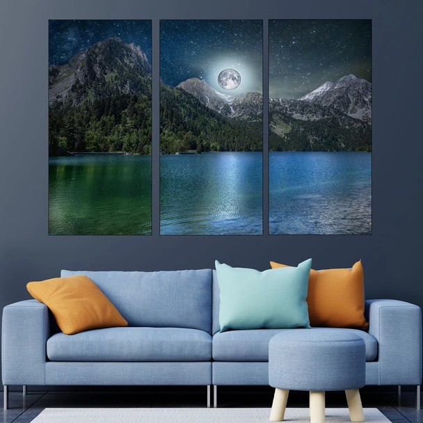 Езеро на лунна светлина - картина пано за стена - Image 2
