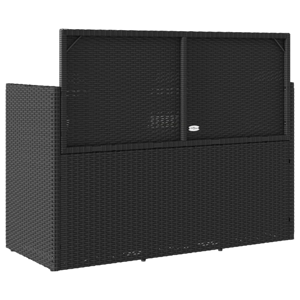 Градинска пейка с възглавници черен полиратан - VL365760 - Image 6