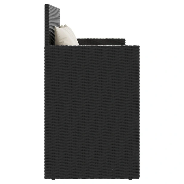 Градинска пейка с възглавници черен полиратан - VL365760 - Image 5