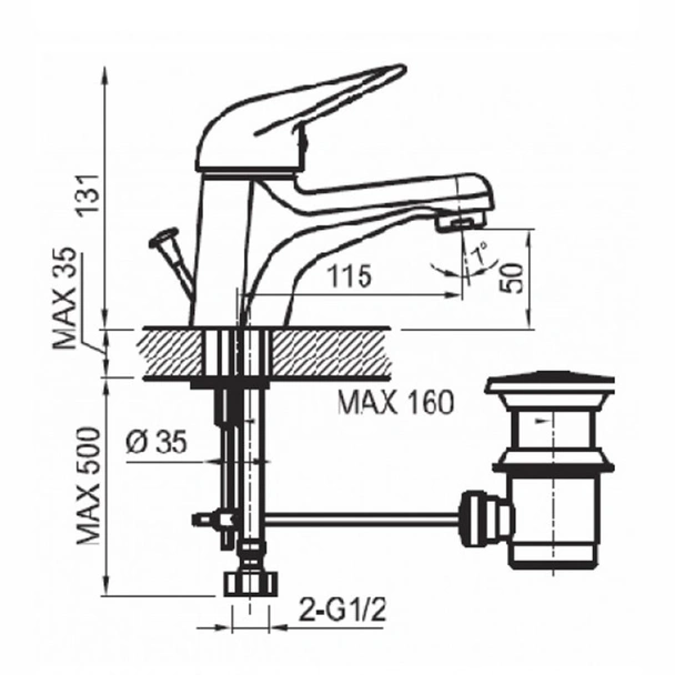 Смесител за умивалник с изпразнител Melisa FAYANS - Image 2