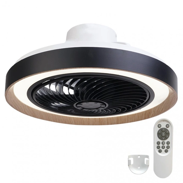 LED вентилатор с дистанционно Ø49 см черен LIGHTEX