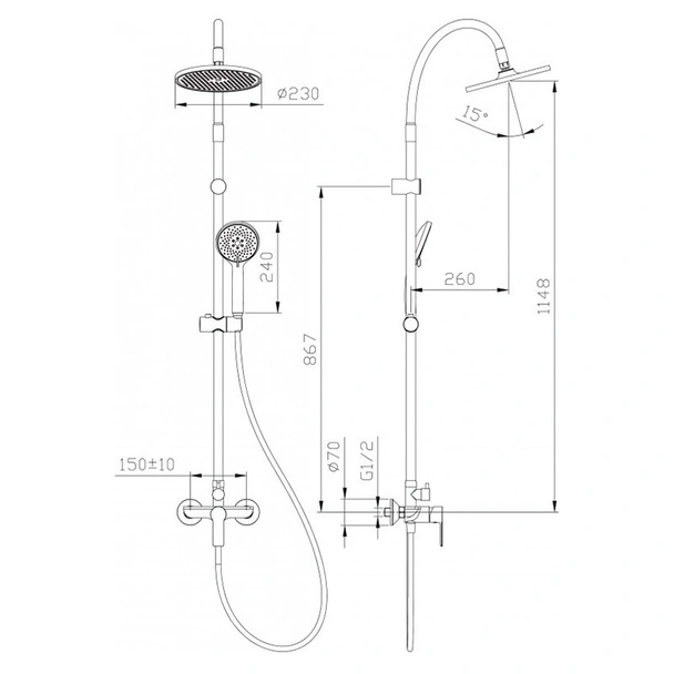 Душ система със смесител Alisado Black ICT 6544MB INTER CERAMIC - Image 3
