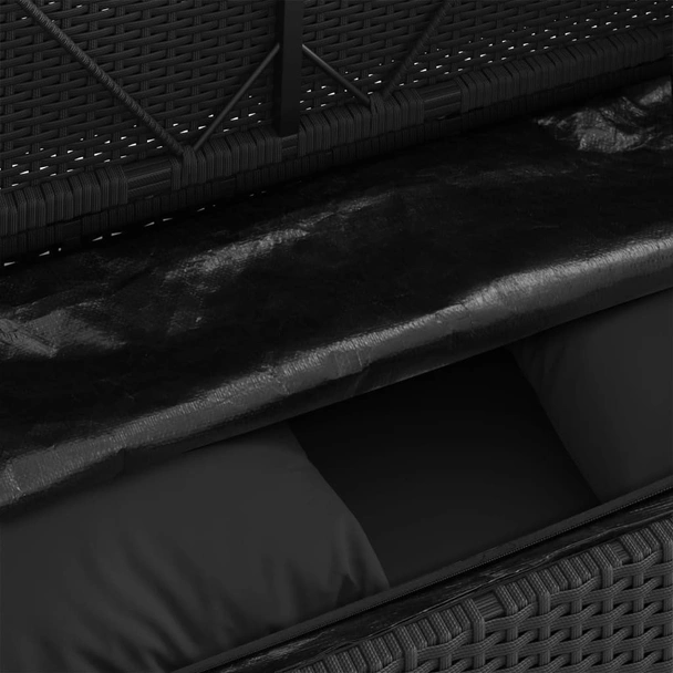 Градинска пейка с възглавници черен полиратан - VL365761 - Image 9