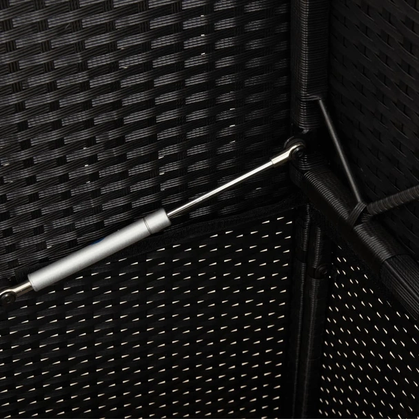 Градинска пейка с възглавници черен полиратан - VL365761 - Image 8