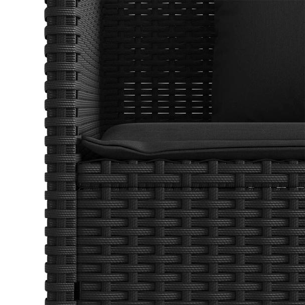 Градинска пейка с възглавници черен полиратан - VL365761 - Image 10