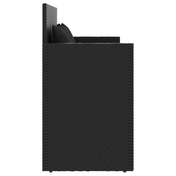 Градинска пейка с възглавници черен полиратан - VL365761 - Image 5