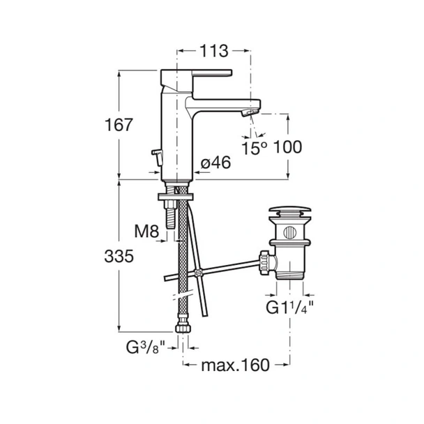 Смесител за баня с автоматичен изпразнител Naia ROCA - Image 2