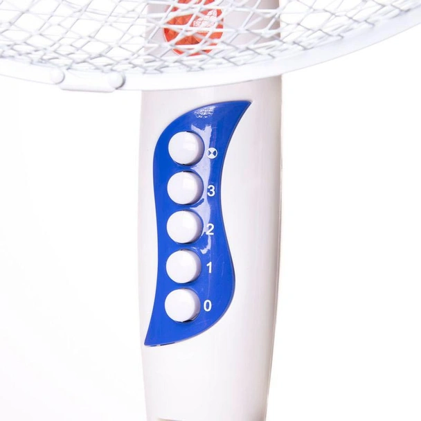 Вентилатор на стойка с 5 перки, 45W, 40 см, 3 скорости, бял/син - Image 2