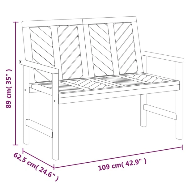 Градинска пейка, 109 см, акация масив - VL362234 - Image 7