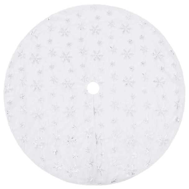 Луксозна пола за коледна елха, бяла, 90 см, изкуствена кожа - Image 2