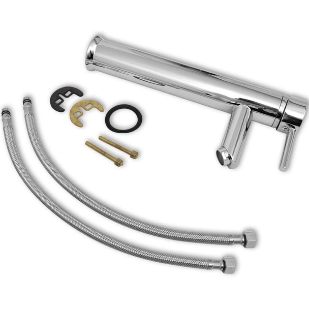 Мивка за баня със смесител, керамична, кръгла, бяла - Image 7