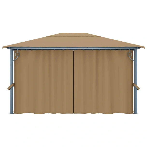 Шатра със завеси, 400x300 см, таупе, алуминий - Image 6