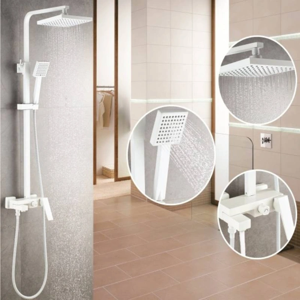 Тръбно окачване със смесител Елинор бял мат INTER CERAMIC