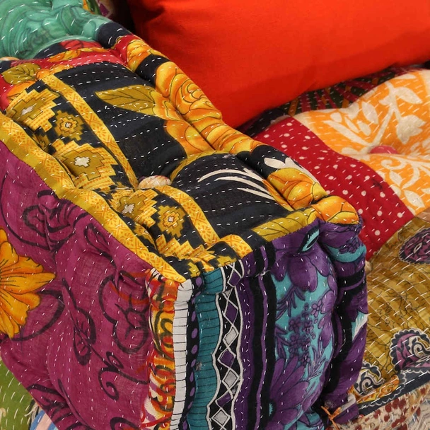 2-местен модулен пуф, пачуърк, текстил - Image 12