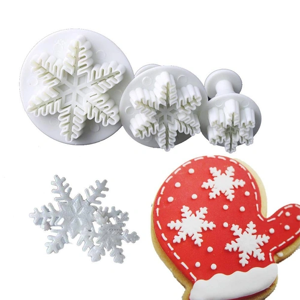 Форми за сладки Снежинки с бутало и печат 3 бр. - Image 2