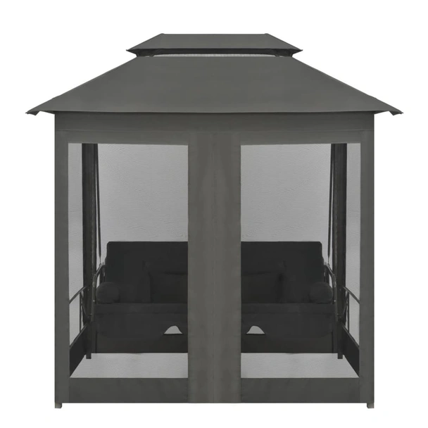 Градинска люлка със сенник, антрацит, 220x160x240 см, стомана - Image 5