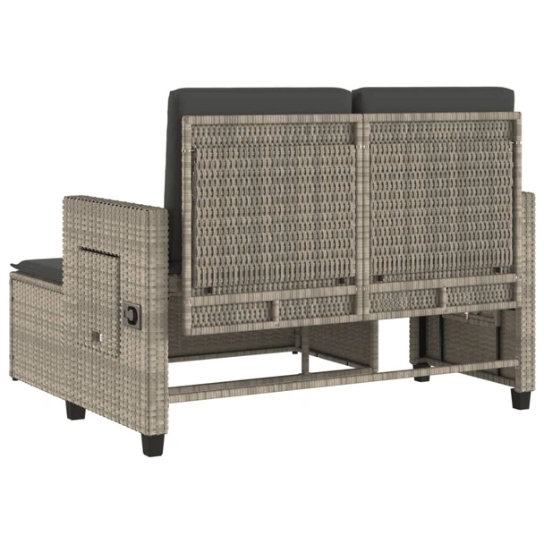 Накланяща се градинска пейка с възглавници светлосив полиратан - VL365822 - Image 8