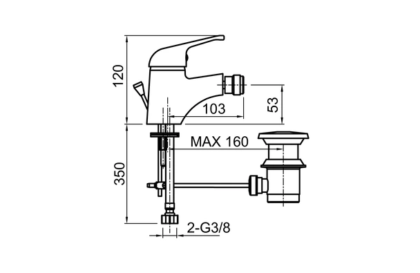 Стоящ смесител за биде с изпразнител Rodas FAYANS - Image 2
