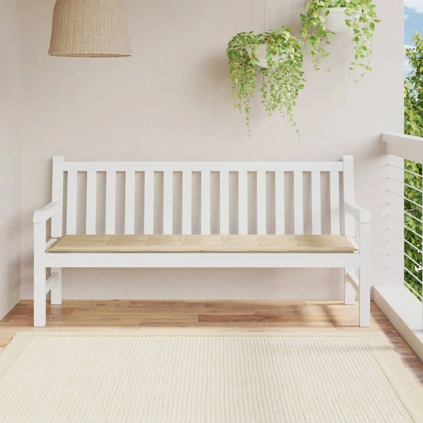 Възглавница за градинска пейка 180x50х3 см оксфорд плат бежова - Image 2