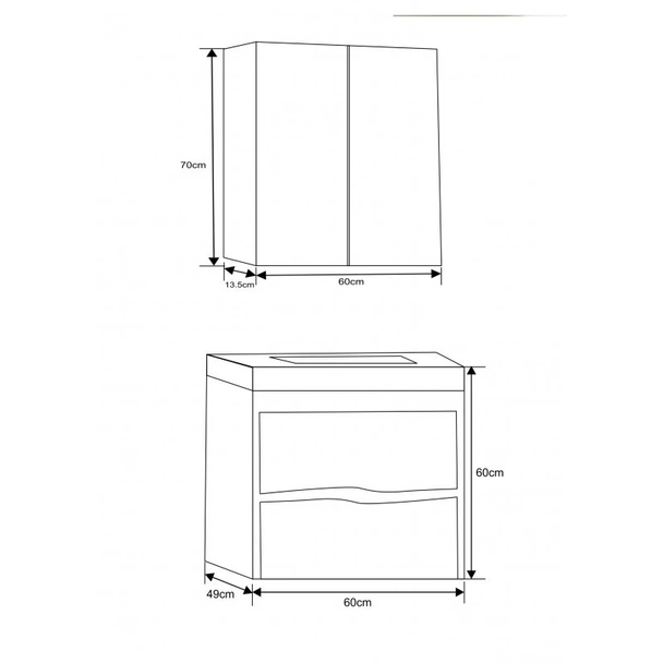 Комплект горен и долен шкаф за баня с умивалник- 6049 (мостра) - Image 5