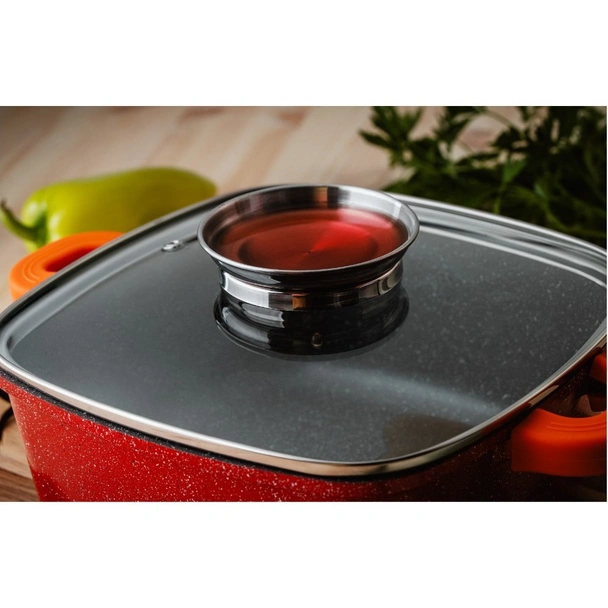 Квадратна тенджера Ростер 3.5 л 22x22x9 см червена OLIVER VOLTZ - Image 3