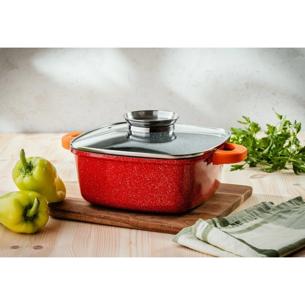 Квадратна тенджера Ростер 3.5 л 22x22x9 см червена OLIVER VOLTZ - Image 2