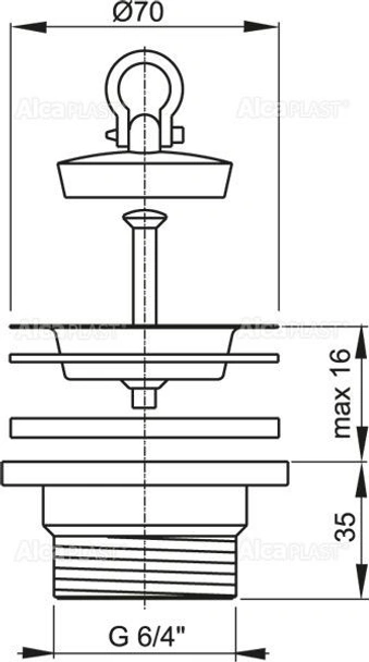 Пластмасово витло за умивалник с неръждаема решетка 1 1/2" - Image 2