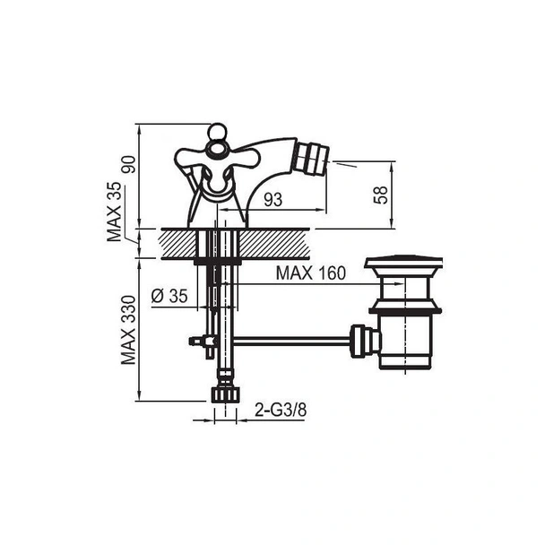 Двуръкохватков стоящ смесител за биде Inix FAYANS - Image 2