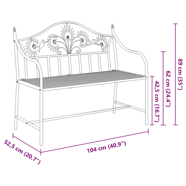 Пейка Бяла Метал 104 x 52.5 x 89 см Издържа на всичко - VL42008114 - Image 9