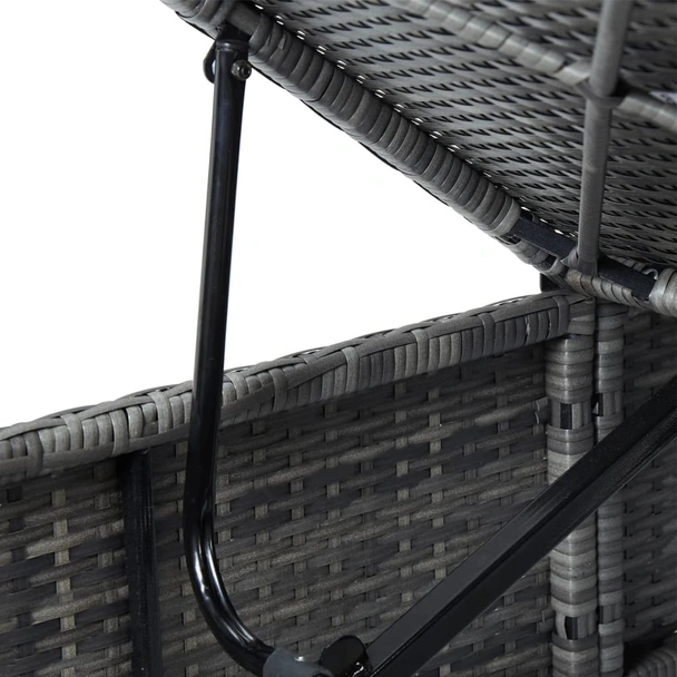 Шезлонг с шалте и маса за чай, полиратан, сив - Image 8