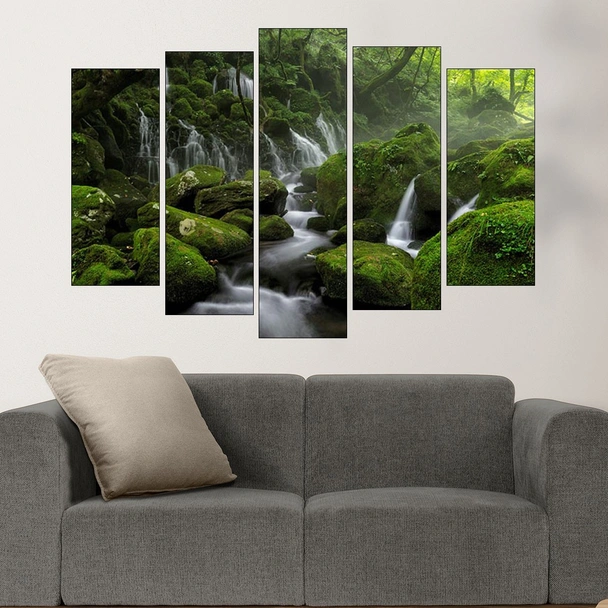 Водна каскада в гората - картина пано за стена - Image 3