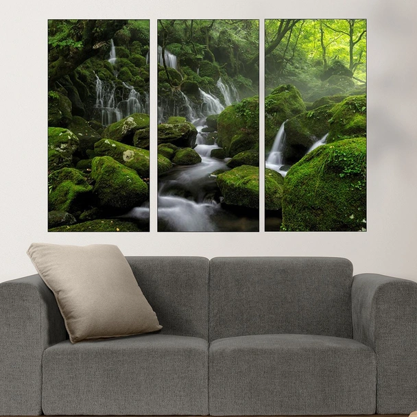 Водна каскада в гората - картина пано за стена - Image 2