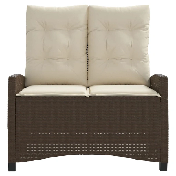 Накланяща се градинска пейка с възглавници кафяв полиратан - VL368227 - Image 3