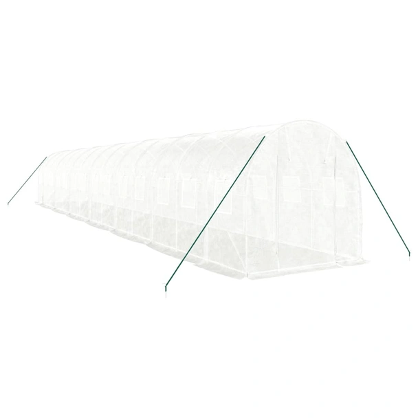 Оранжерия със стоманена рамка бяла 28 м² 14x2x2 м - Image 2