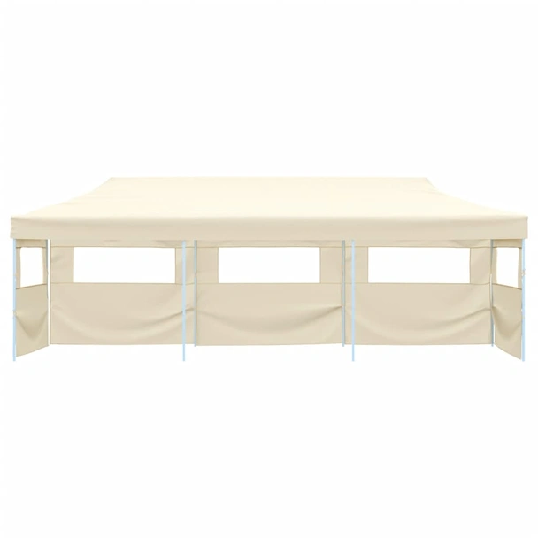 Сгъваема шатра с 5 странични стени, 3x9 м, кремава - Image 2