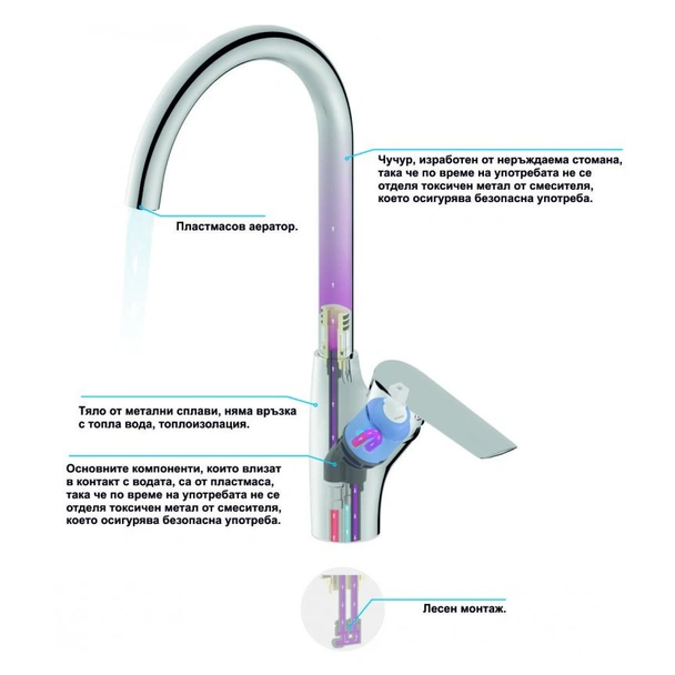 Смесител за кухня Даниста Lead Free INTER CERAMIC - Image 3