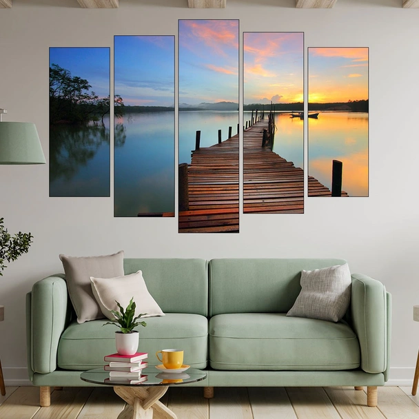 Дървен кей в езерото - картина пано за стена - Image 3