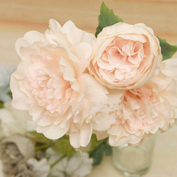 Декоративен стрък Божур с три цвята 66 см - Image 2