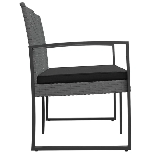 2-местна градинска пейка с възглавници, тъмносива, PP ратан - VL360211 - Image 4