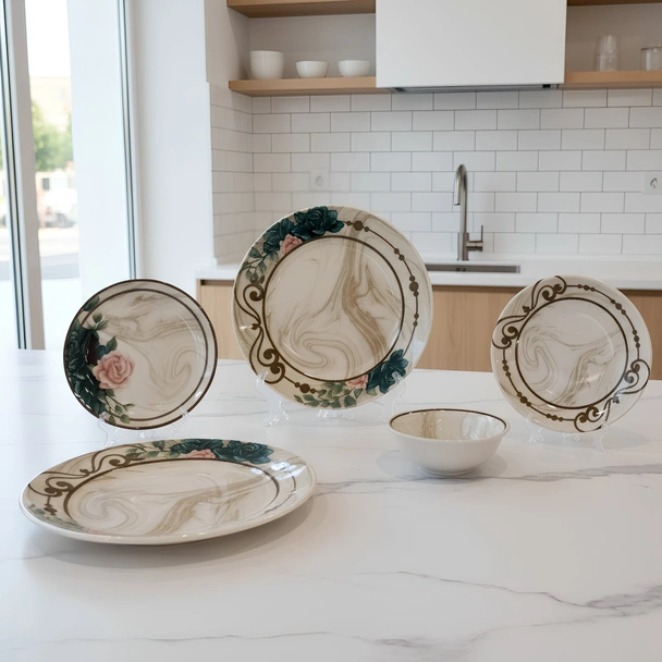 Порцеланов сервиз за хранене 24 части Мраморен романс TOPRAKSAN - Image 2