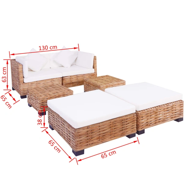 Комплект мека мебел, 16 части, естествен ратан - Image 9