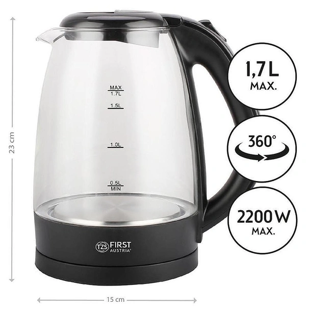 Стъклена електрическа кана 1.7 л 2200 W FA-5404-1-BA FIRST - Image 2