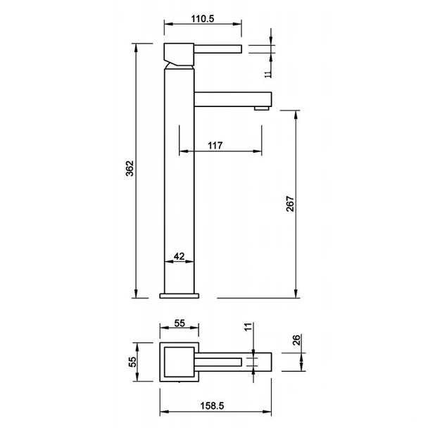 Стоящ висок смесител за баня Cremona FORMA VITA - Image 2