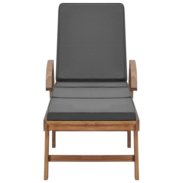 Шезлонг с шалте, тиково дърво масив, тъмносив - Image 2