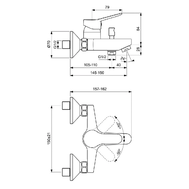Стенен смесител за вана/душ Scorpio VIDIMA - Image 2
