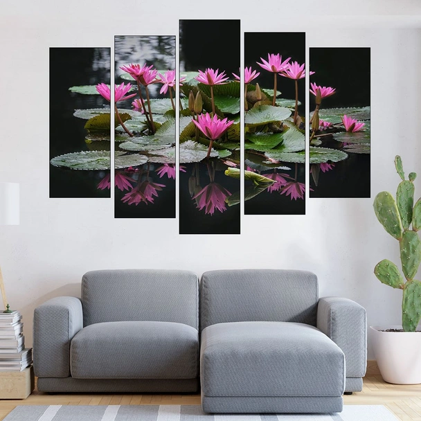 Цъфнали розови лотоси - картина пано за стена - Image 3