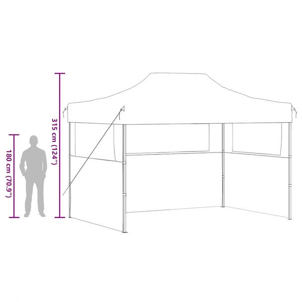 Сгъваема парти шатра 280x410x315 см с 3 странични стени - Image 12